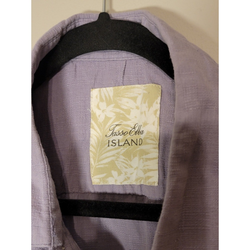 Tasso Elba Island XXL Purple Silk Linen Shirt Short Sleeve Button Down - Picture 2 of 6